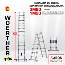 ESCALERA DE TIJERA TELESCOPICA Woerther 3m80 Triple función.