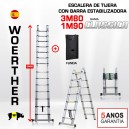 ESCALERA DE TIJERA TELESCOPICA Woerther 3m80 Triple función - PACK 1