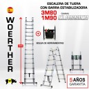 ESCALERA DE TIJERA TELESCOPICA Woerther 3m80 Triple función - PACK 2