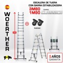 ESCALERA DE TIJERA TELESCOPICA Woerther 3m80 Triple función - PACK 3