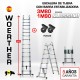 ESCALERA DE TIJERA TELESCOPICA Woerther 3m80 Triple función - PACK 3