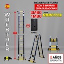 ESCALERA DE TIJERA TELESCOPICA GAMA GRAFITEK Woerther 3m80 Triple función CON 2 ESTABILIZADORAS - PACK 1