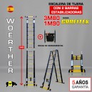 ESCALERA DE TIJERA TELESCOPICA GAMA GRAFITEK Woerther 3m80 Triple función CON 2 ESTABILIZADORAS - PACK 2