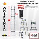 Escalera de tijera telescópica Woerther 4,40m. Triple función - Pack 1