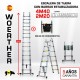 Escalera de tijera telescópica Woerther 4,40m. Triple función - Pack 2