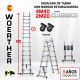 Escalera de tijera telescópica Woerther 4,40m. Triple función - Pack 3