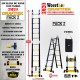 ESCALERA DE TIJERA TELESCOPICA GAMA GRAFITEK Woerther 3m20 Triple funci&oacute;n con funda de transporte