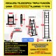 ESCALERA DE TIJERA TELESCOPICA GAMA GRAFITEK Woerther 3m20 Triple función.