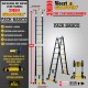 ESCALERA DE TIJERA TELESCOPICA GAMA GRAFITEK Woerther 3m80 Triple funci&oacute;n CON 2 ESTABILIZADORAS