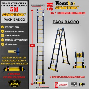 ESCALERA DE TIJERA 5M GRAFITEK BARRA ESTABILIZADORA