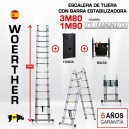 ESCALERA DE TIJERA TELESCOPICA Woerther 3m80 Triple función - PACK 3