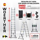 ESCALERA DE TIJERA TELESCOPICA Woerther 3m80 Triple función - PACK 3