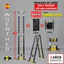 ESCALERA DE TIJERA TELESCOPICA GAMA GRAFITEK Woerther 3m80 Triple función CON 2 ESTABILIZADORAS - PACK 3