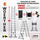 Escalera de tijera telescópica Woerther 4,40m. Triple función - Pack 5