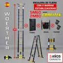 Escalera de tijera telescópica Woerther GRAFITEK 5m60 - Triple función - Pack 5