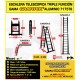 Escalera de tijera telescópica Woerther GRAFITEK 5m - Triple función - Pack 2