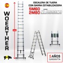 Escalera de tijera telescópica Woerther 5m60 - Triple función