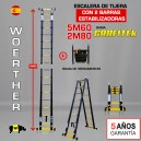 Escalera de tijera telescópica Woerther GRAFITEK 5m60 - Triple función - Pack 2