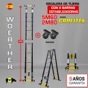 Escalera de tijera telescópica Woerther GRAFITEK 5m60 - Triple función - Pack 3