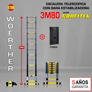 Escalera telescópica Woerther gama GRAFITEK 3m 80 - Pack 1