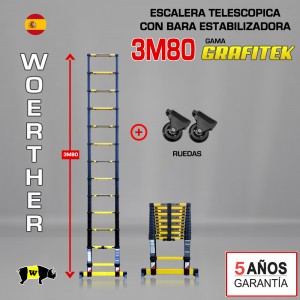 Escalera telescópica Woerther gama GRAFITEK 3m 80 - Pack 3