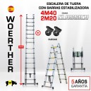 Escalera de tijera telescópica Woerther 4,40m. Triple función - Pack 3