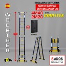 Producto actual: Escalera de tijera telescópica Woerther GRAFITEK 4,40m. Triple función - Pack 1