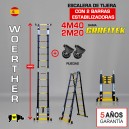 Escalera de tijera telescópica Woerther GRAFITEK 4,40m. Triple función - Pack 3
